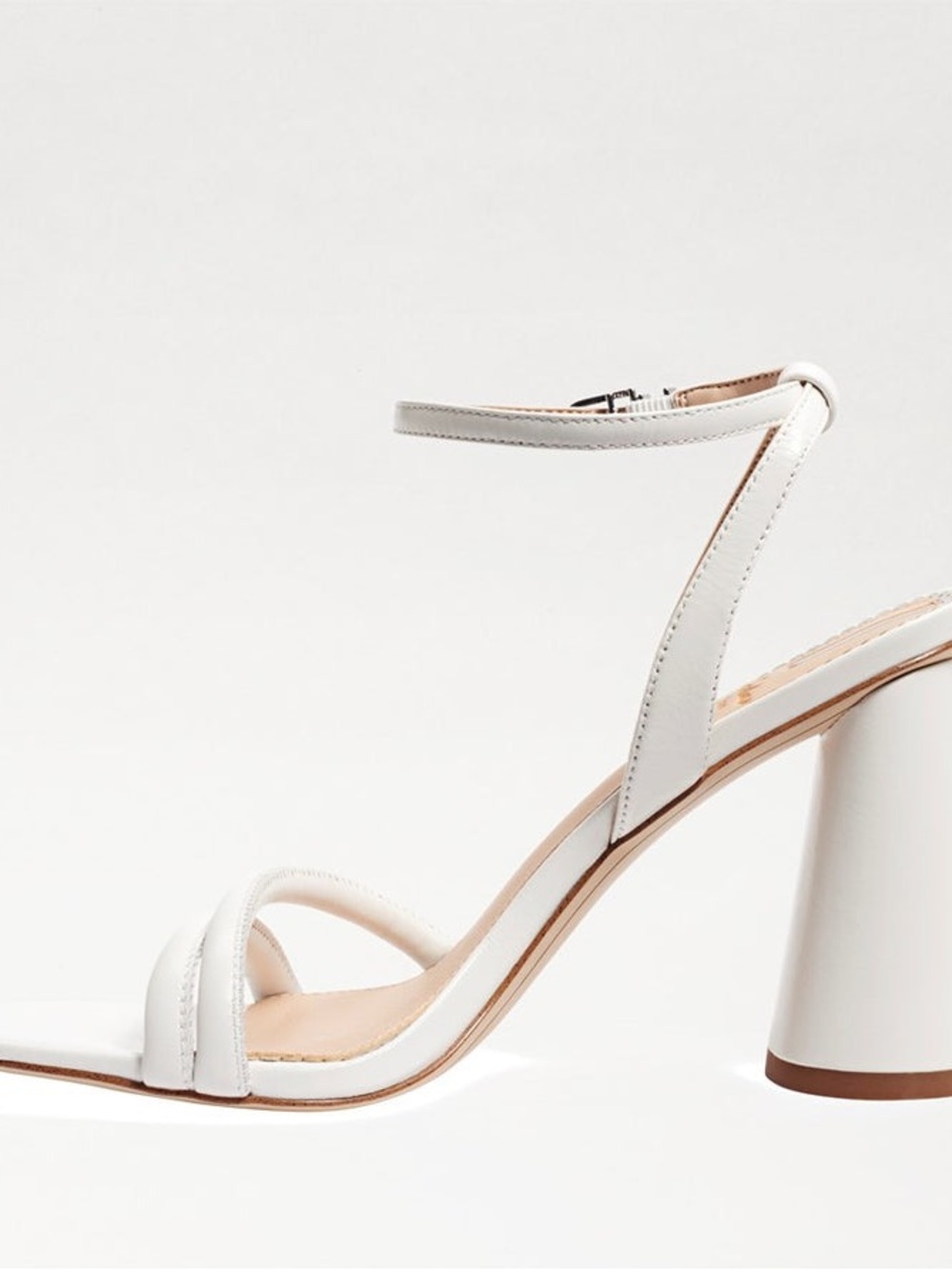 Sam Edelman Kia Block Heel Sandal in Bright White Leather - Picture 4 of 8